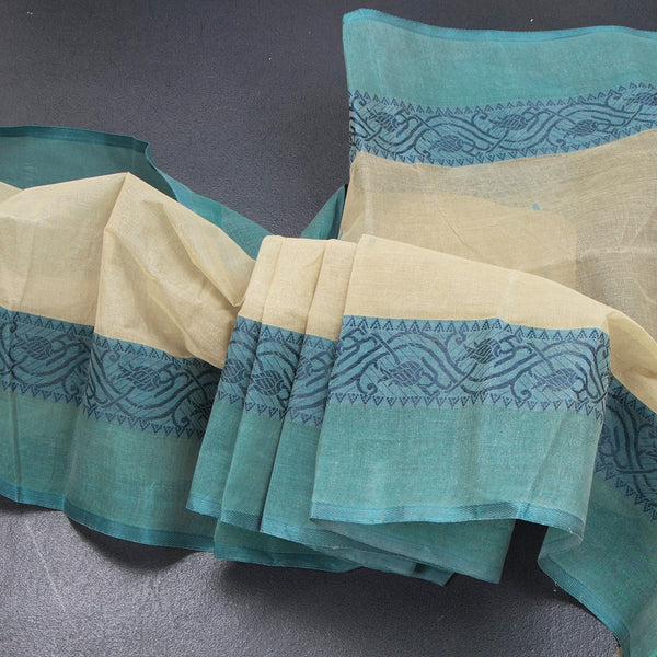KTSR41990-Bengali-Cotton-Pista-Green-Saree-With-Thread-Buttas-main