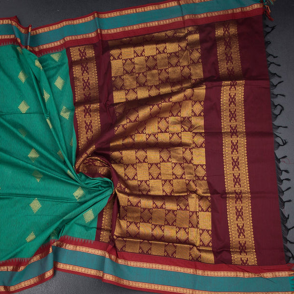 KTSR41995-5-Kalyani-Cotton-Jade-Green-Zari-Worked-Saree-crush