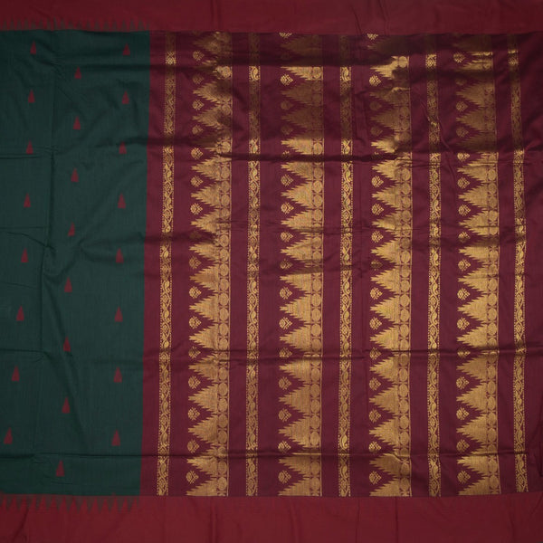 KTSR41996-2-Kalyani-Cotton-Dark-Green-Zari-Worked-Saree-full-veiw