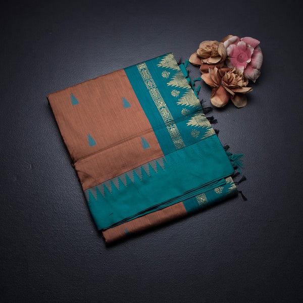 KTSR41997-1-Kalyani-Cotton-Golden-Orange-Zari-Worked-Saree-fold