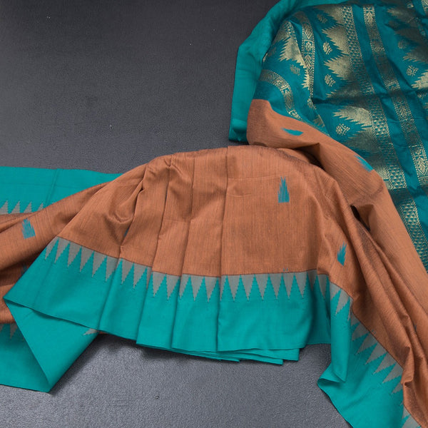 KTSR41997-Kalyani-Cotton-Golden-Orange-Zari-Worked-Saree-main