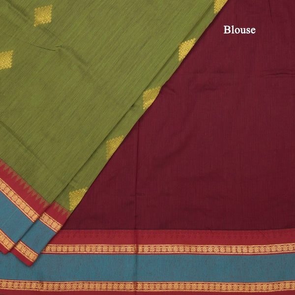 KTSR41999-4-Kalyani-Cotton-Olive-Green-Zari-Worked-Saree-blouse