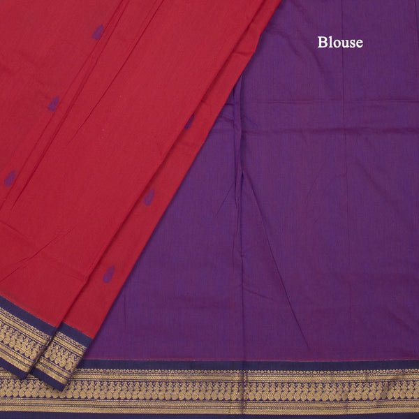 KTSR42003-4-Kalyani-Cotton-Red-Zari-Worked-Saree-blouse