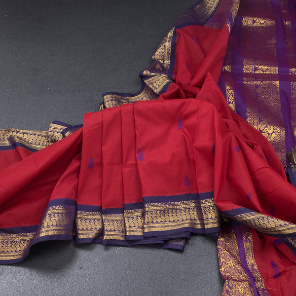 KTSR42003-Kalyani-Cotton-Red-Zari-Worked-Saree-main