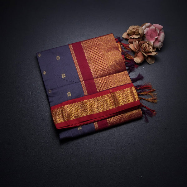 KTSR42005-1-Kalyani-Cotton-Shot-Colour-Zari-Worked-Saree-fold