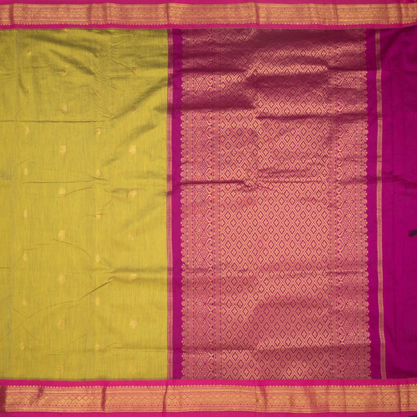 KTSR42006-2-Kalyani-Cotton-Lime-Green-Zari-Worked-Saree-full-veiw