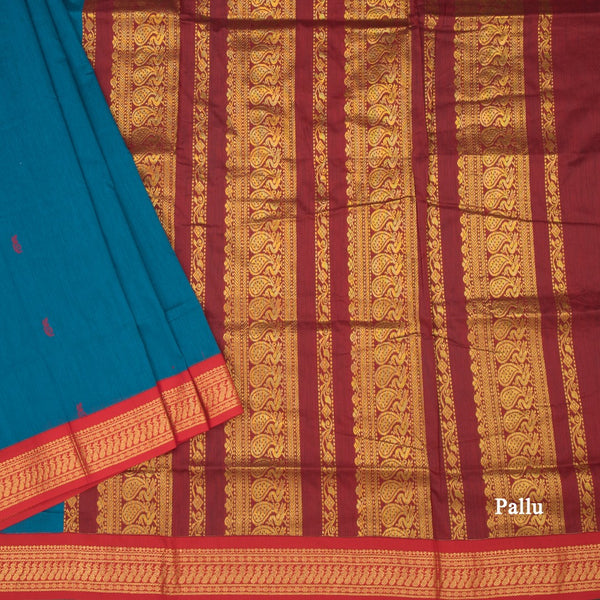 KTSR42011-3-Kalyani-Cotton-Peacock-Blue-Zari-Worked-Saree-02-pallu