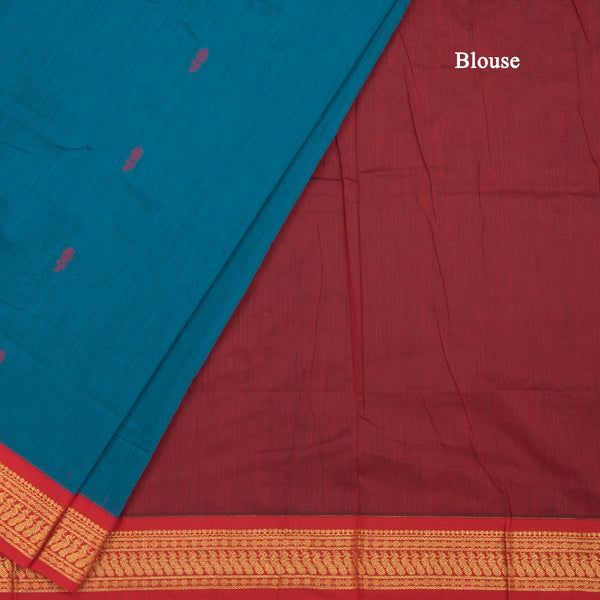 KTSR42011-4-Kalyani-Cotton-Peacock-Blue-Zari-Worked-Saree-02-blouse