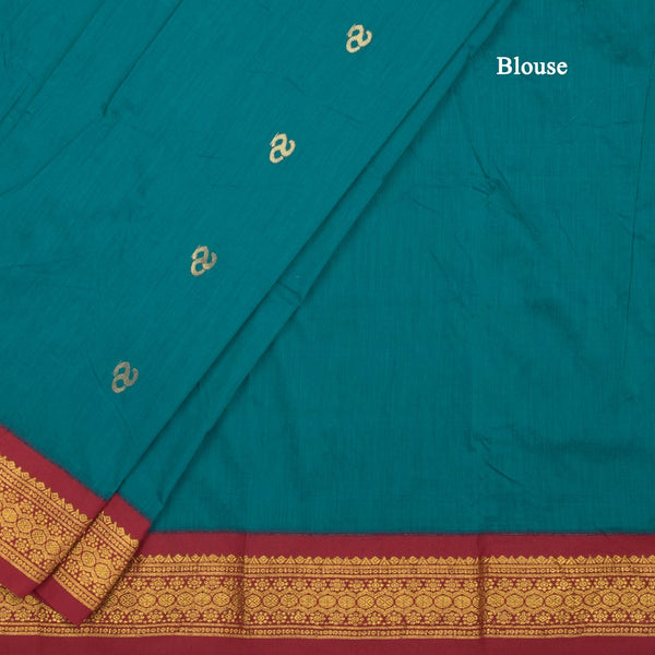 KTSR42012-4-Kalyani-Cotton-Peacock-Green-Zari-Worked-Saree-blouse