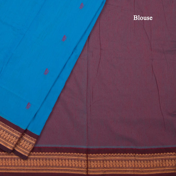 KTSR42013-4-Kalyani-Cotton-Azure-Blue-Zari-Worked-Saree-blouse
