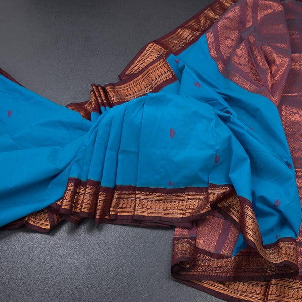 KTSR42013-Kalyani-Cotton-Azure-Blue-Zari-Worked-Saree-main