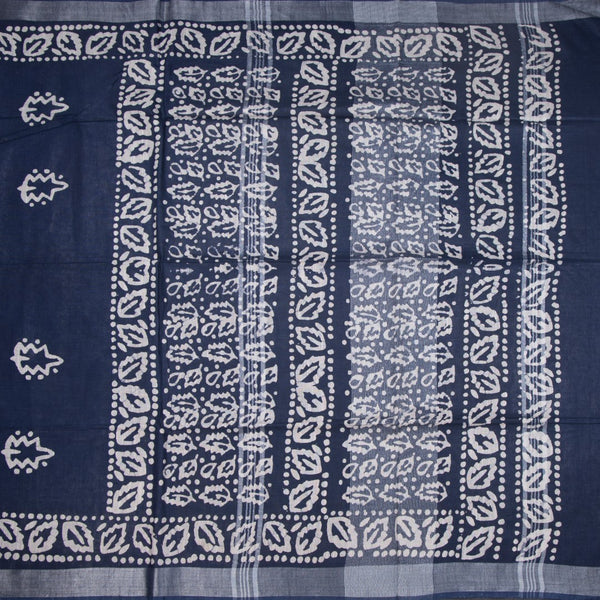 KTSR42025-2-Semi-Linen-Navy-Blue-Shibori-Printed-Saree-full-veiw