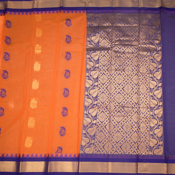 KTSR42026-2-Silk-Cotton-Dark-Orange-Zari-Worked-Saree-full-veiw
