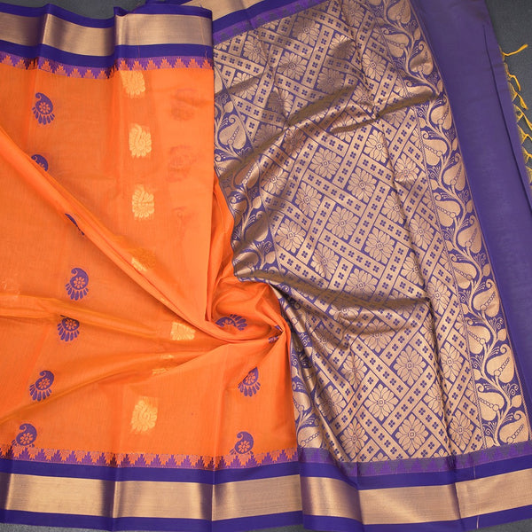 KTSR42026-5-Silk-Cotton-Dark-Orange-Zari-Worked-Saree-crush