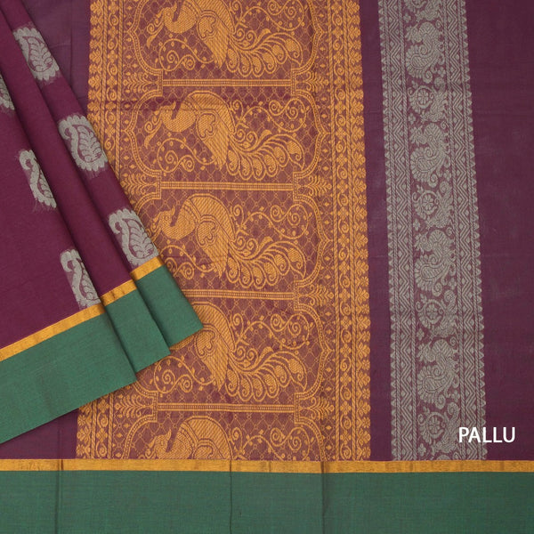 KTSR42061-3-Negamam-Cotton-Wine-Thread-Embossed-Saree-pallu