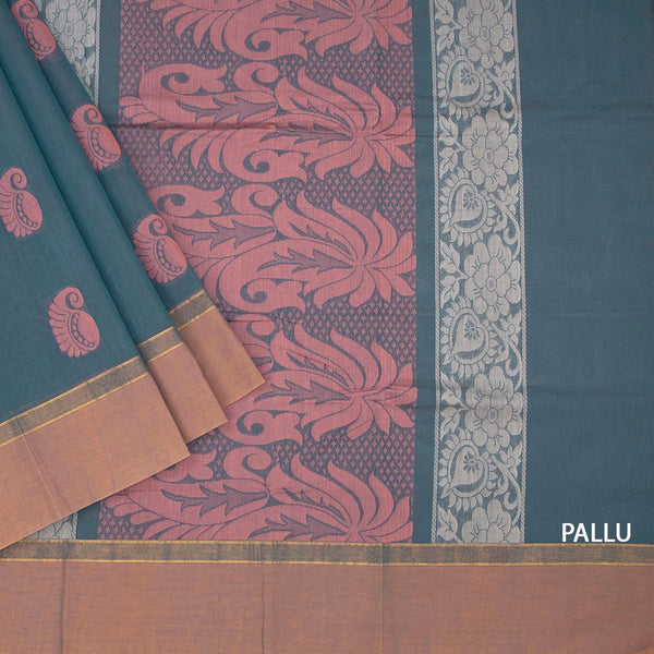 KTSR42062-3-Negamam-Cotton-Teal-Blue-Thread-Embossed-Saree-pallu