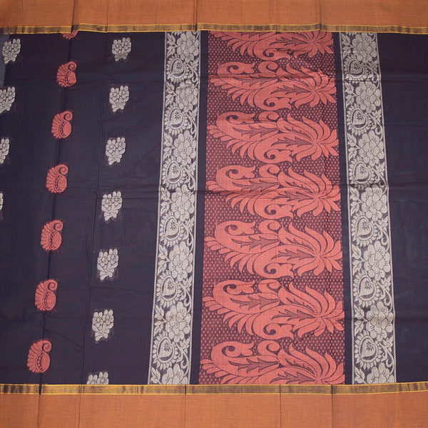 KTSR42064-2-Negamam-Cotton-Dark-Purple-Thread-Embossed-Saree-full-veiw