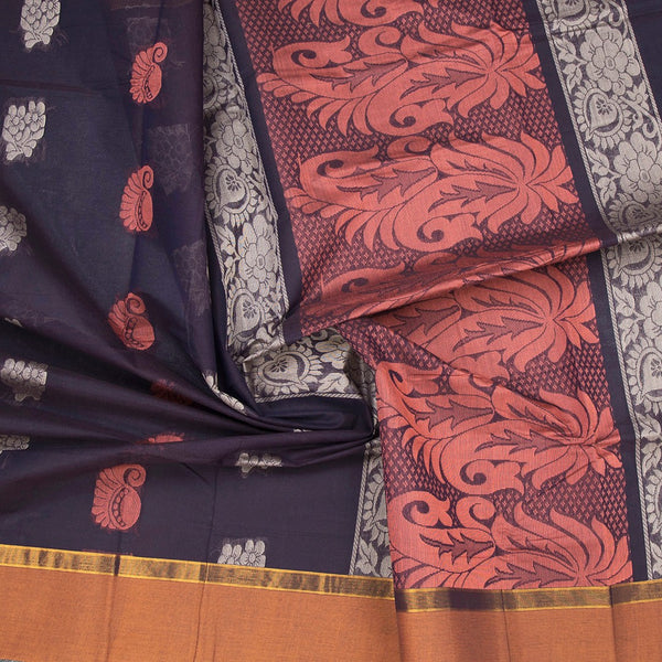 KTSR42064-5-Negamam-Cotton-Dark-Purple-Thread-Embossed-Saree-crush