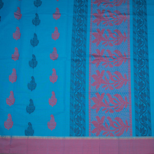 KTSR42066-2-Negamam-Cotton-Blue-Thread-Embossed-Saree-full-veiw
