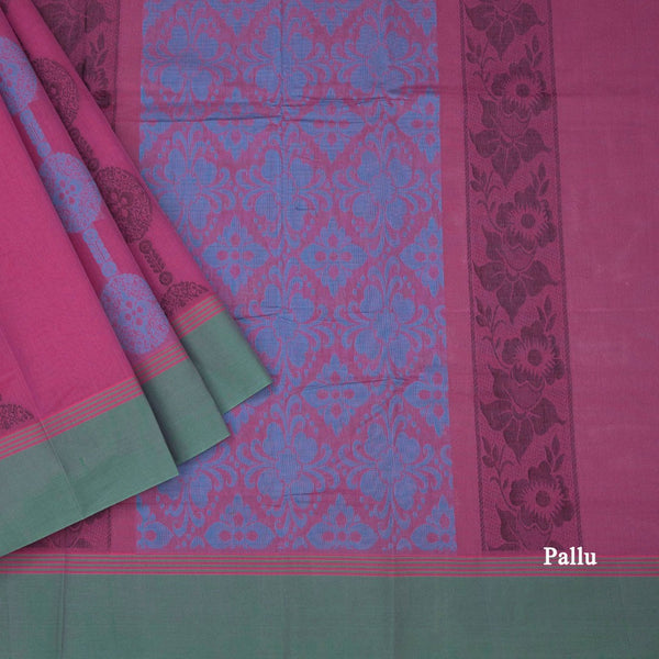 KTSR42068-3-Negamam-Cotton-Hot-Pink-Thread-Embossed-Saree-pallu
