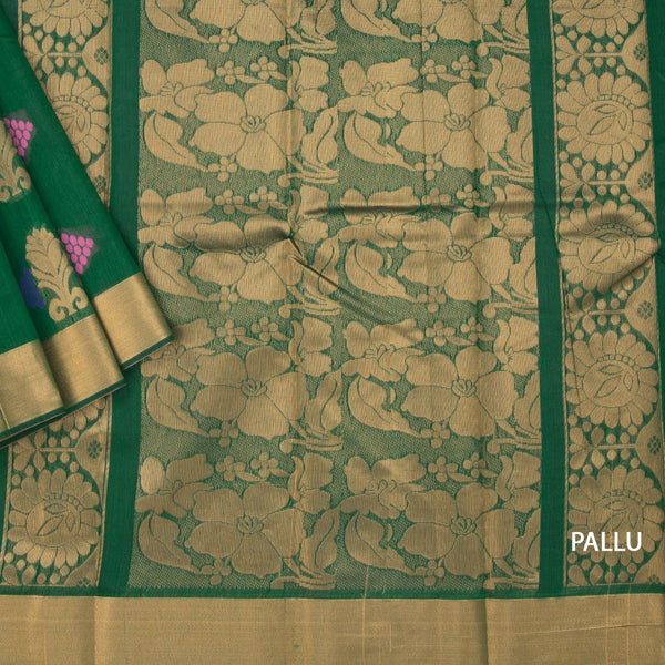 KTSR42069-3-Silk-Cotton-Leaf-Green-Zari-Worked-Saree-pallu