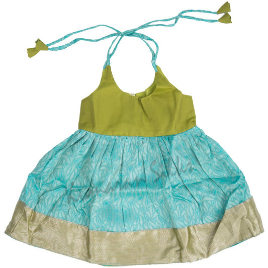 Pure Silk Olive Green 10 Years Baby Frock