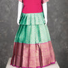Magenta and Green Embossed Kids Pavadai