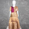Maroon And Gold Embossed Kids Pavadai