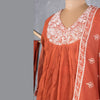 Rust Orange Cotton Thread Readymade Salwar Suit
