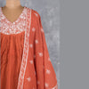 Rust Orange Cotton Thread Readymade Salwar Suit