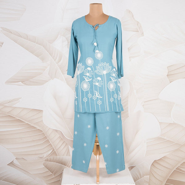 Blue Embroidered Co-ord Set