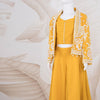 Mustard Yellow Thread Embroidered Palazzo Set