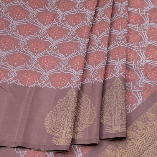 Brown Silk Saree With Palace Art Work Design