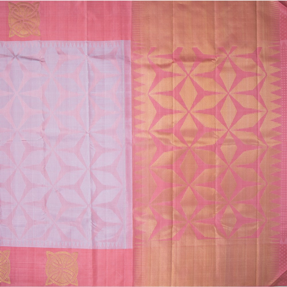 Pink Abstract Pattern Silk Saree