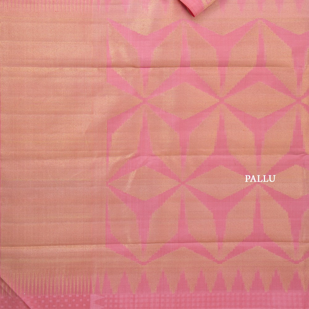 Pink Abstract Pattern Silk Saree