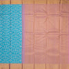 Blue Floral Brocade Silk Saree With Pink Zari Border - Kumaran Silks