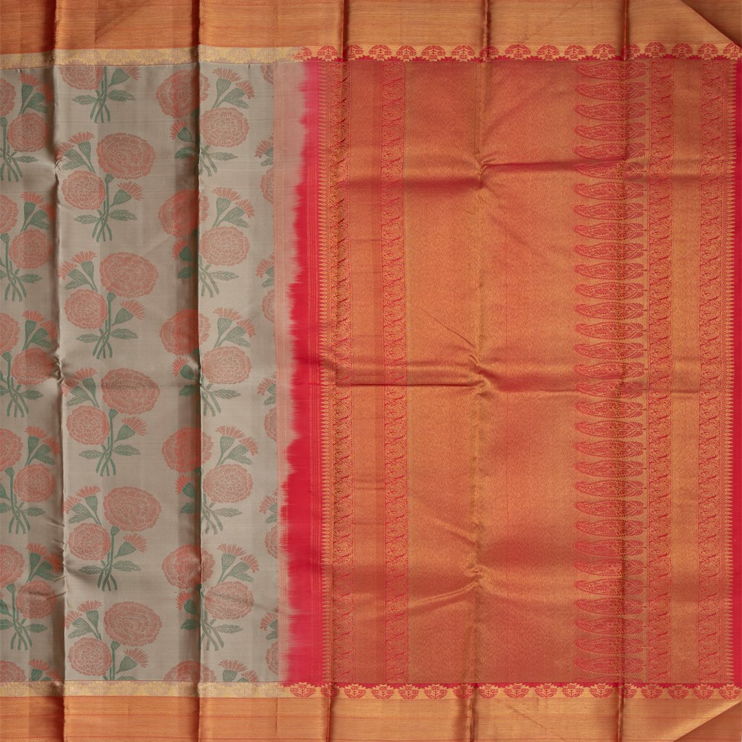 Marigold Inspired Silk Saree With Kanchi Border