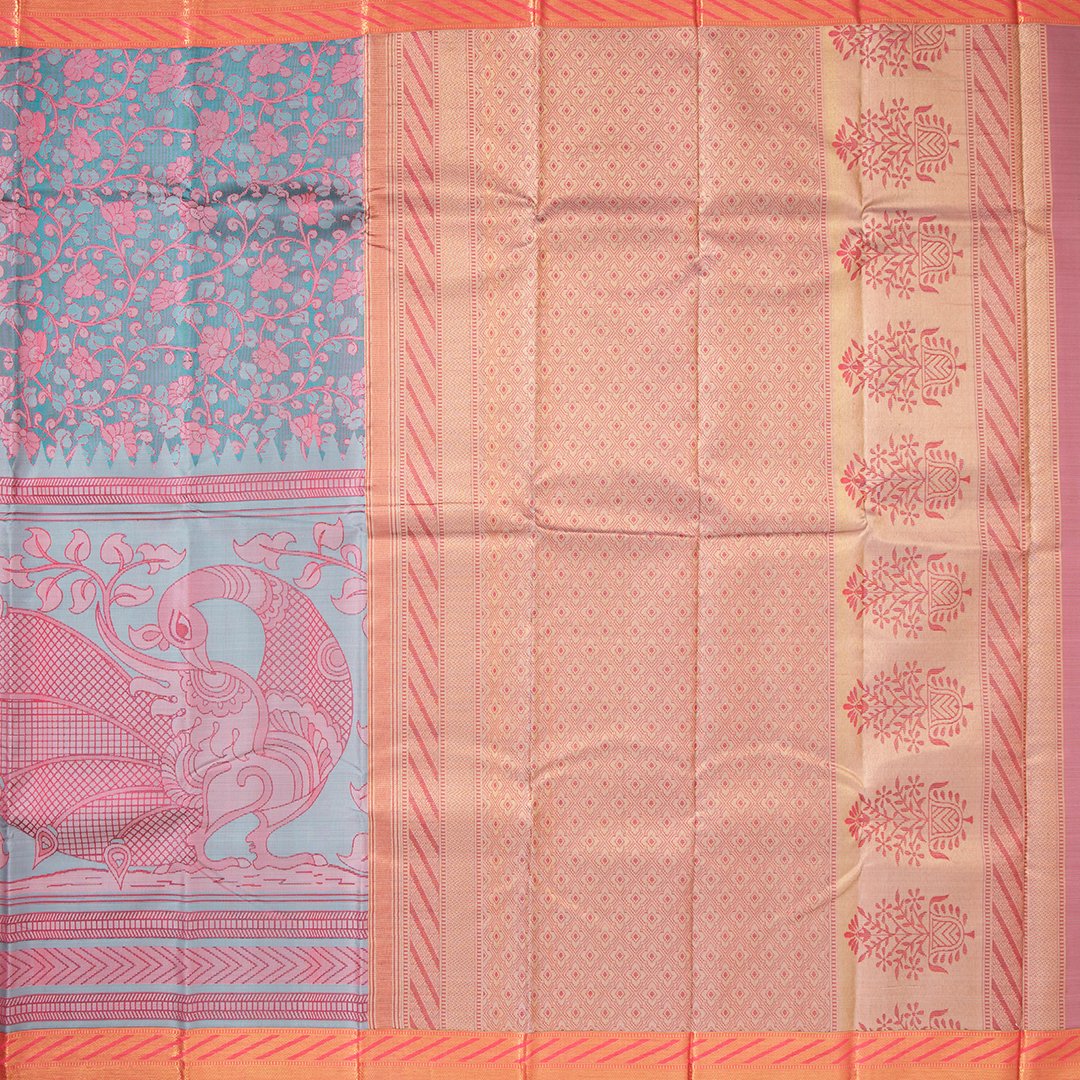Half And Half Kalamkari Inspired Silk Saree