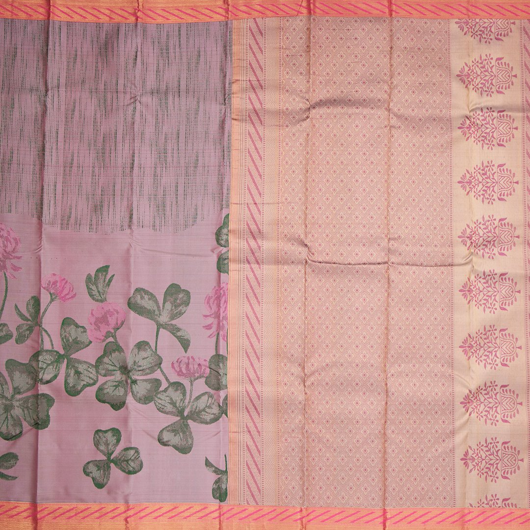 Half And Half Pink Clover Colour Silk Saree