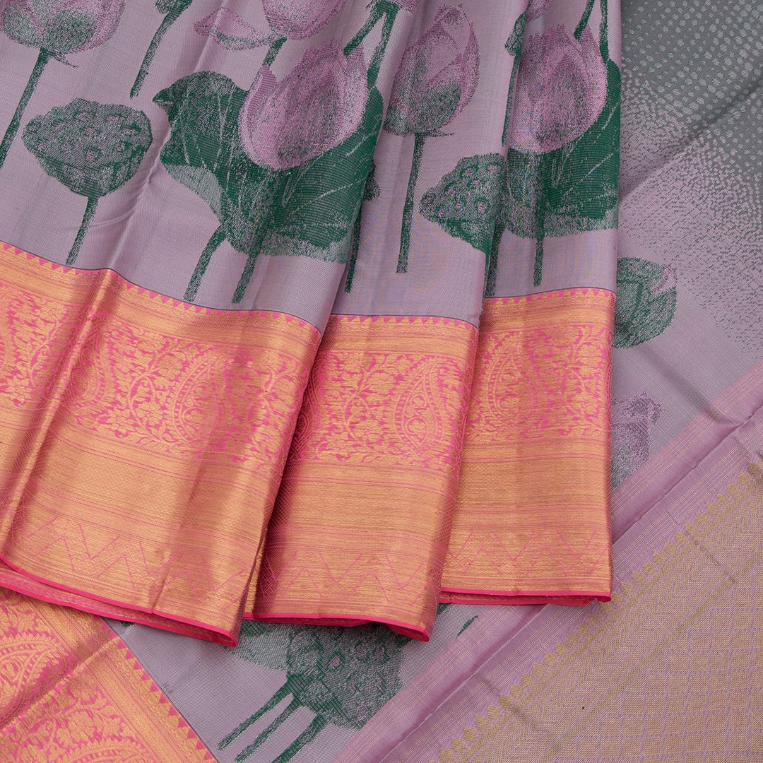 Stylish Half And Half Silk Saree With Lotus Border