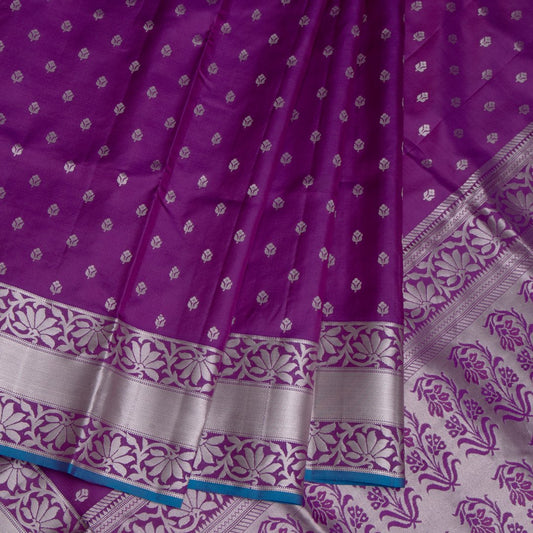 Purple Soft Silk Saree With Silver Zari 02