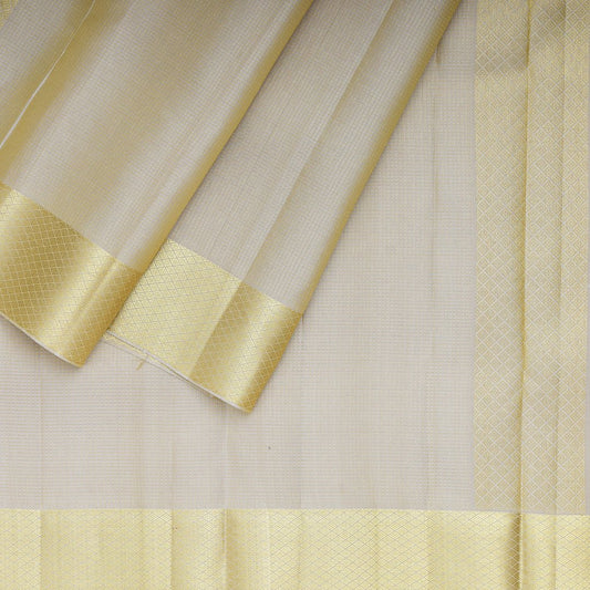 Micro Checked Gold Silk Dhoti With Traditional Border
