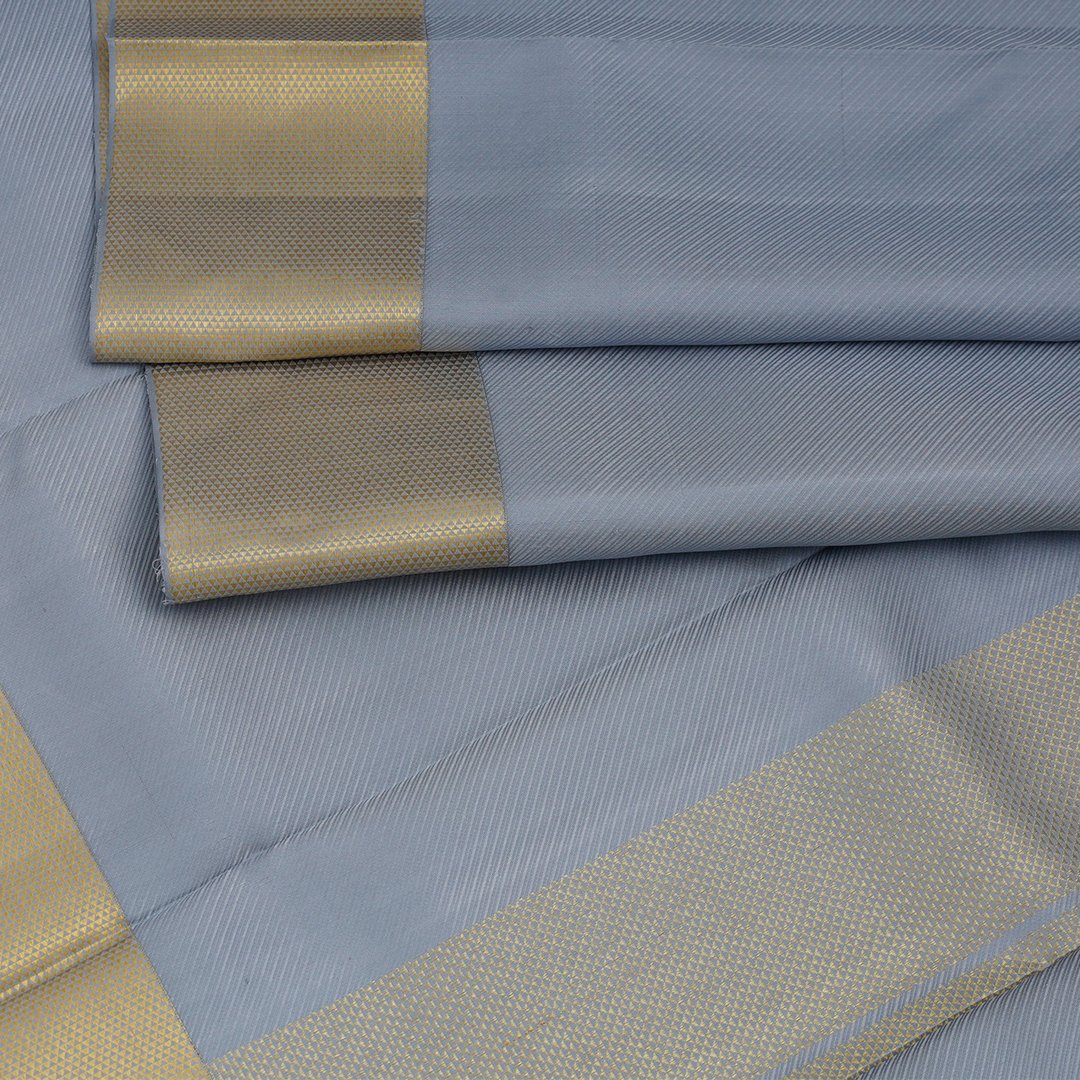 Diagonally Straiped Pattern Grey Silk Thread Work Dhoti 8/4