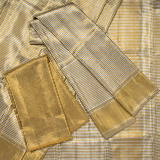 Luxury Tissue Dhoti with Gold  and Silver Stripes