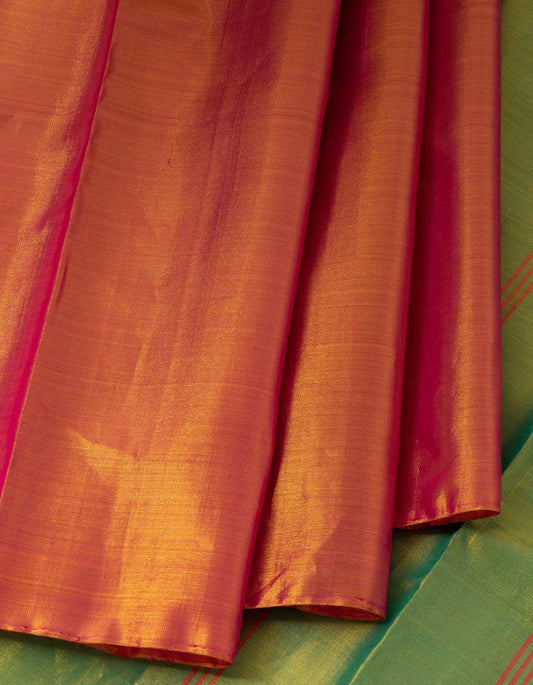 Pink Tissue Silk Saree With Contrast Pallu