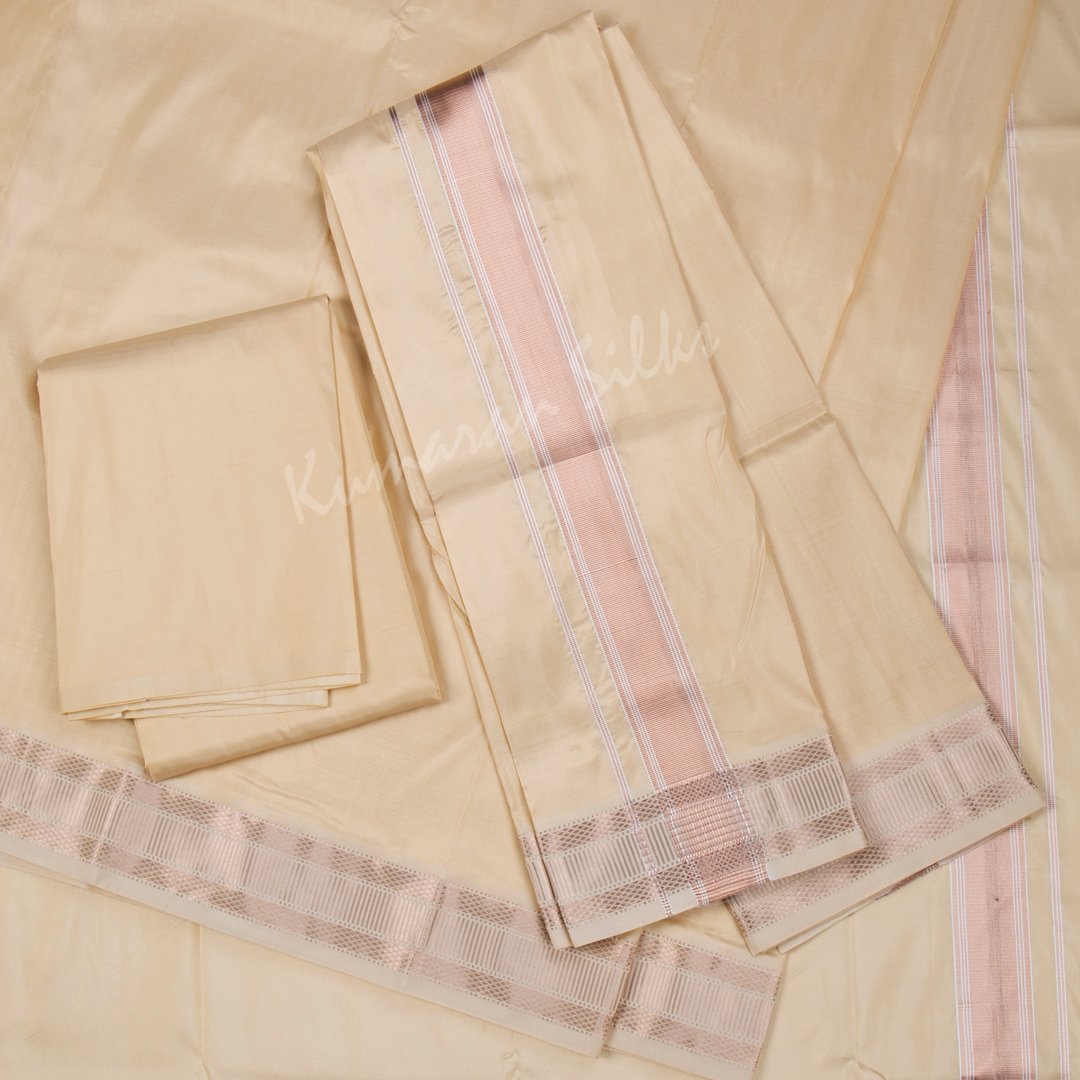 8 X 4 Semi Silk Dhoti With Angavastram And Matching Shirt