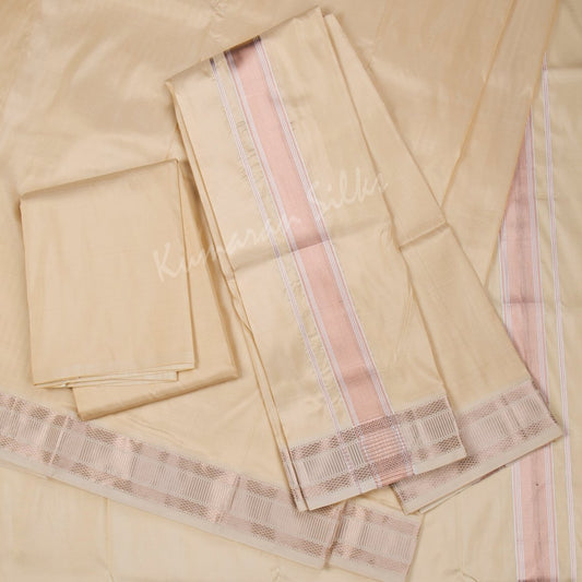 8 X 4 Semi Silk Dhoti With Angavastram And Matching Shirt