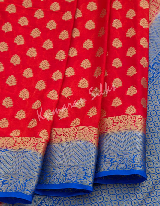 Semi Mysore Silk Embroidered Red Saree 14