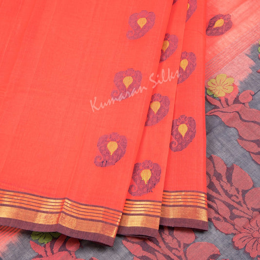Kanchi Cotton Embroidered Strawberry Pink Saree