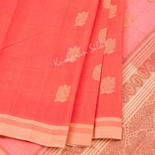 Kanchi Cotton Embroidered Fiery Rose Pink Saree